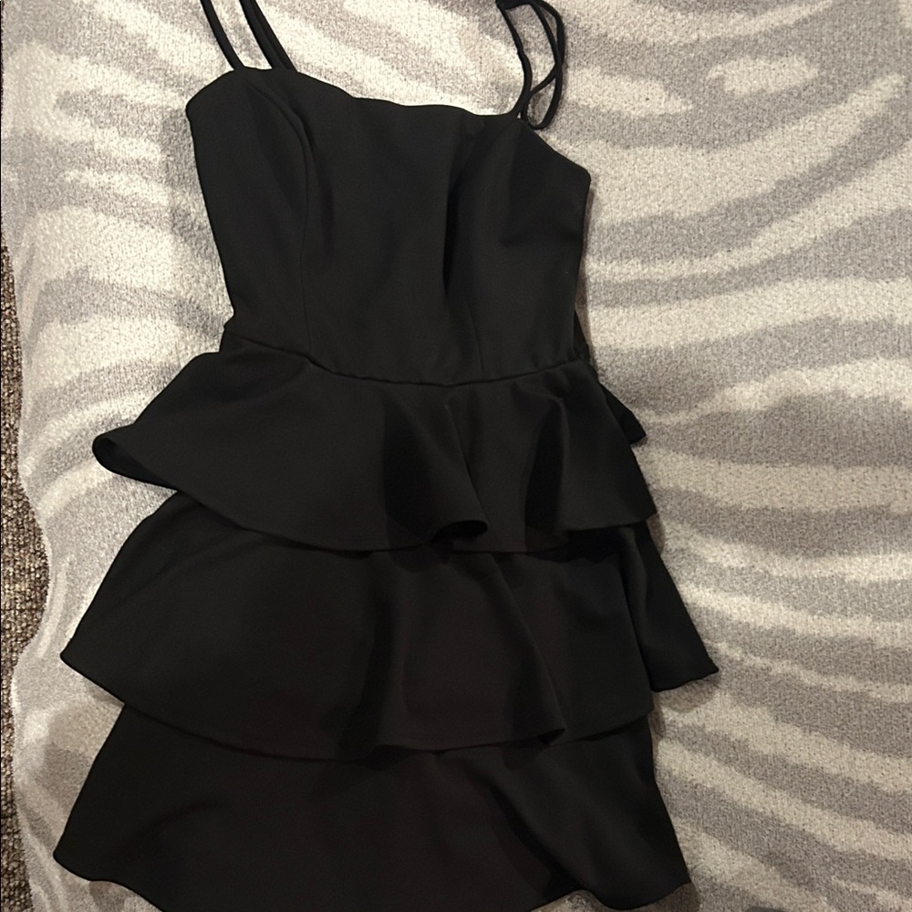Black Tiered Ruffle Slip Dress - Women